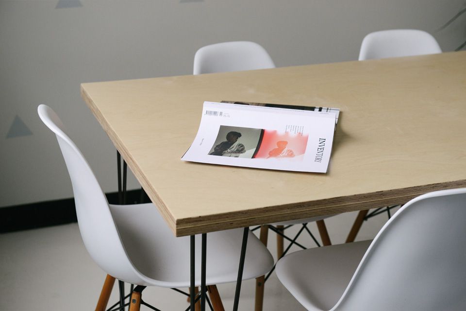 Table with a magazine